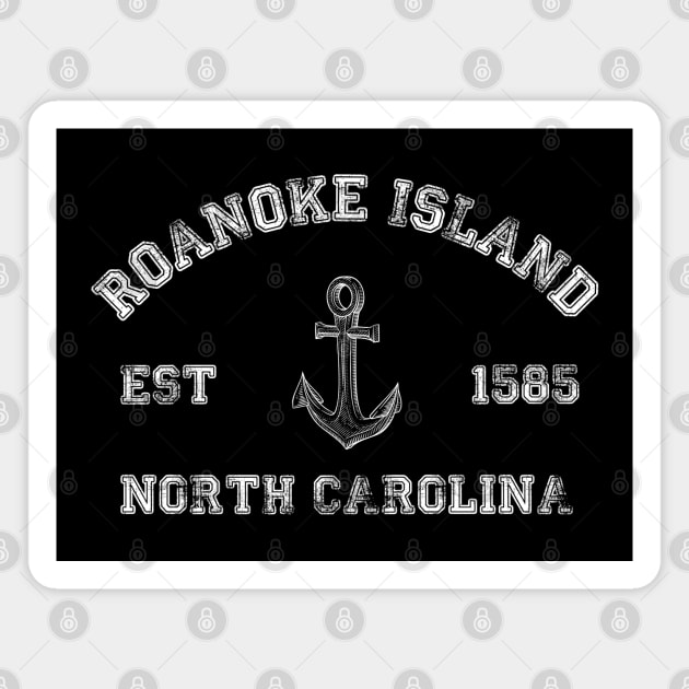 Roanoke Island, North Carolina Vintage Nautical Anchor Retro Magnet by Contentarama